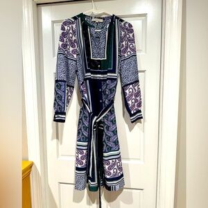Beautiful mid-calf length patchwork paisley print LOFT dress size XS